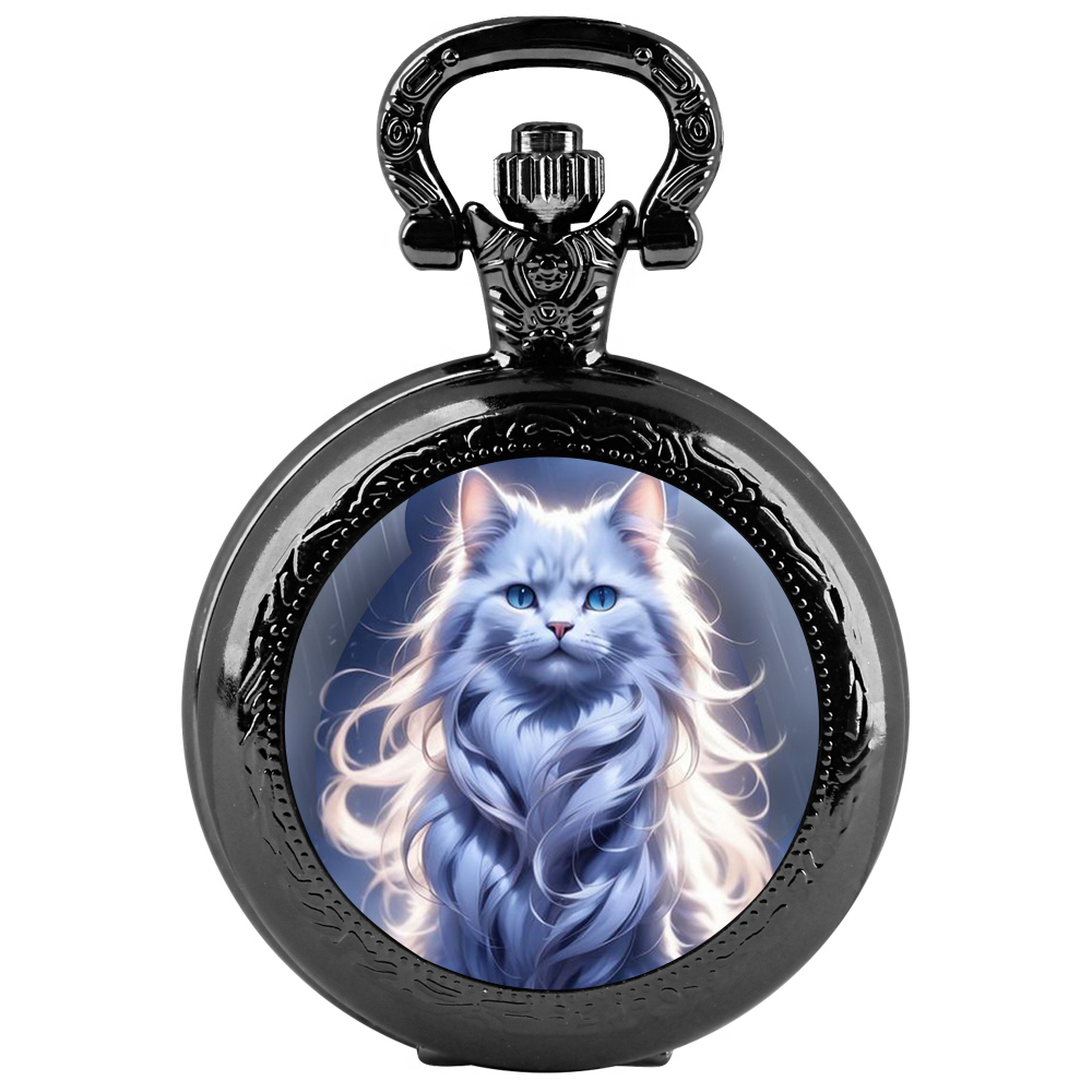 Jewelry Watches For Kids - Cute Cartoon Cat Design Quartz Pocket