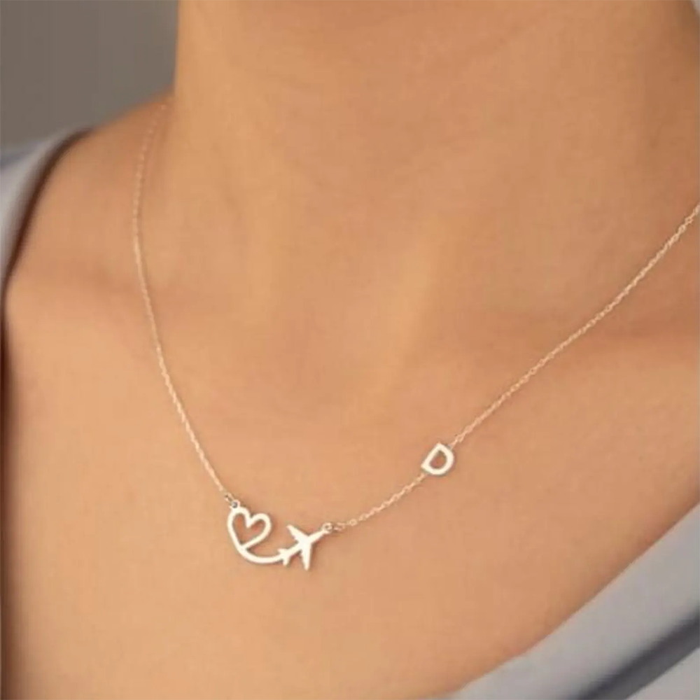 Personalized Heart Airplane In - Engraved Name Necklace ulasan dan harga