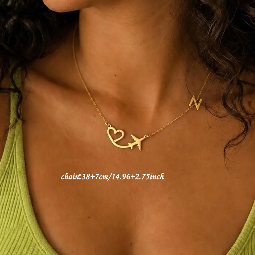 Personalized Heart Airplane In - Engraved Name Necklace ulasan dan harga