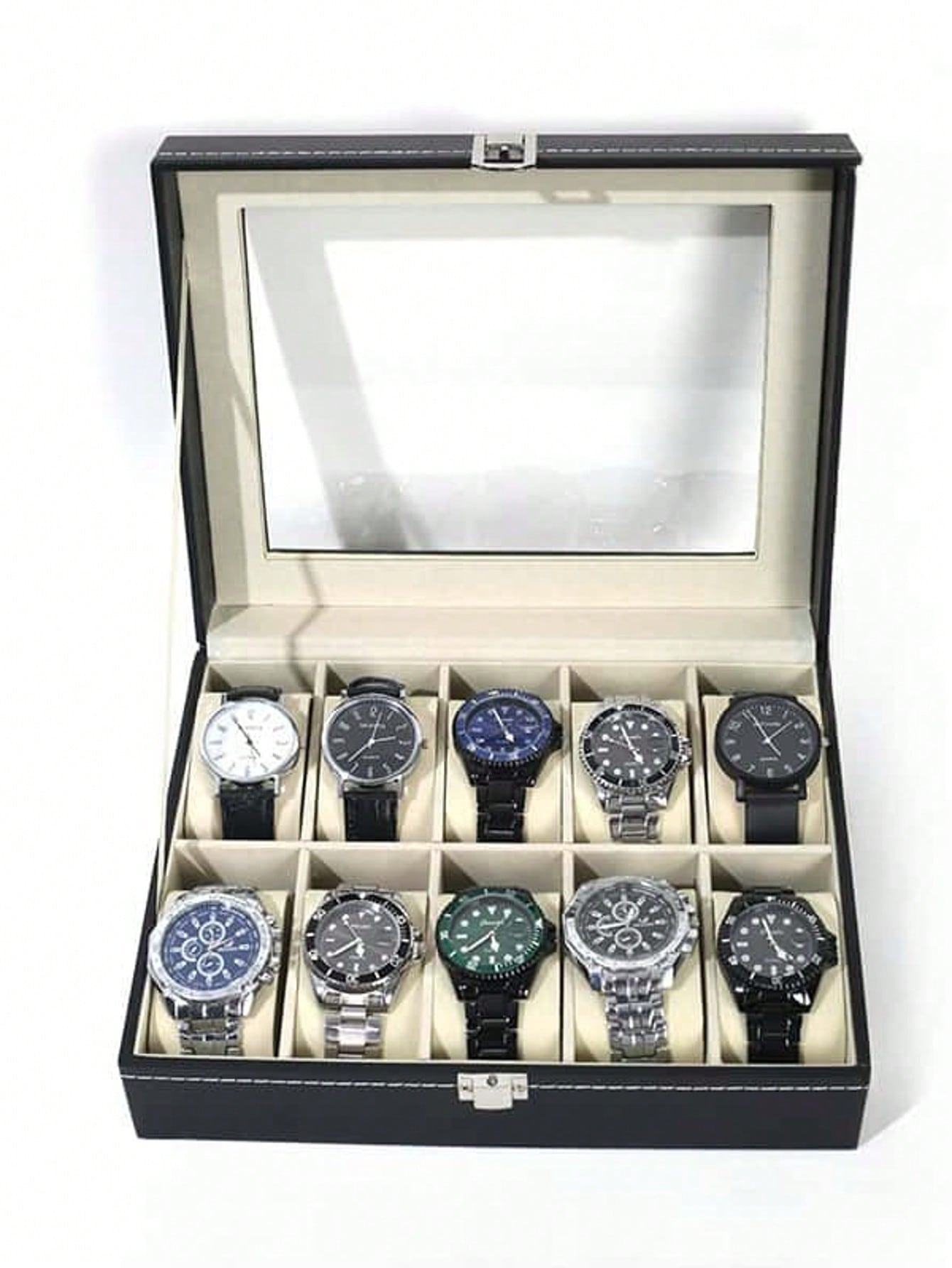 Leather Watch Box with Lock, L - Jewelry Style Watches ulasan dan harga